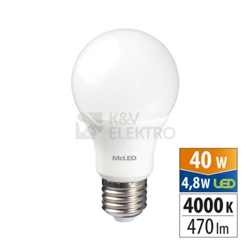 LED žárovka E27 McLED 4,8W (40W) neutrální bílá (4000K) ML-321.097.87.0