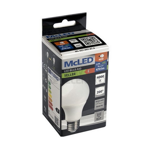 Obrázek produktu LED žárovka E27 McLED 4,8W (40W) neutrální bílá (4000K) ML-321.097.87.0 3