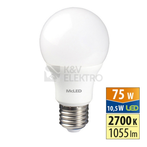 LED žárovka E27 McLED 10,5W (75W) teplá bílá (2700K) ML-321.098.87.0