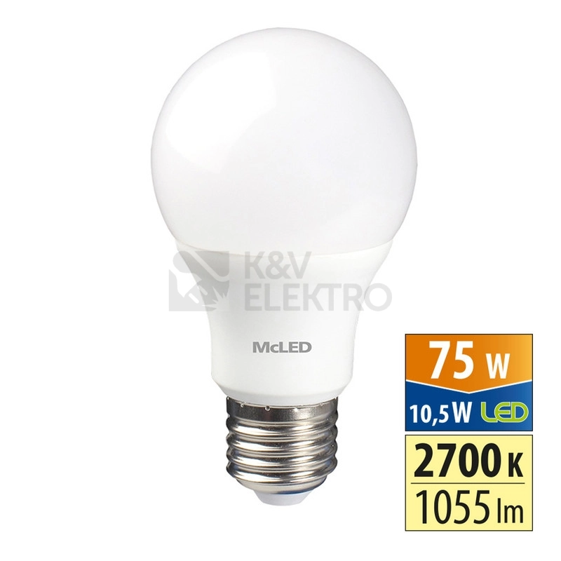 Obrázek produktu LED žárovka E27 McLED 10,5W (75W) teplá bílá (2700K) ML-321.098.87.0 0