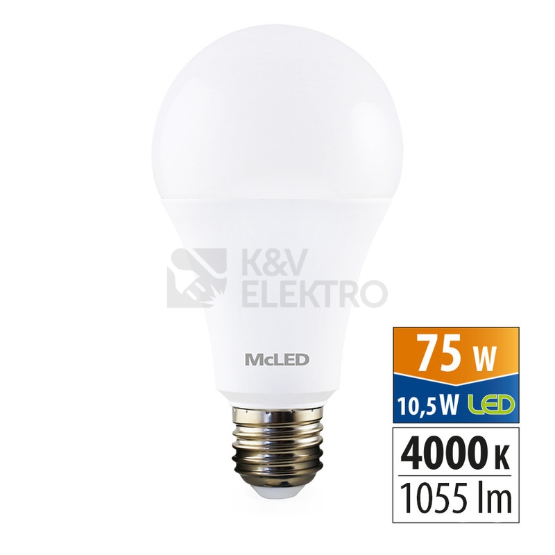 Obrázek produktu LED žárovka E27 McLED 10,5W (75W) neutrální bílá (4000K) ML-321.099.87.0 7
