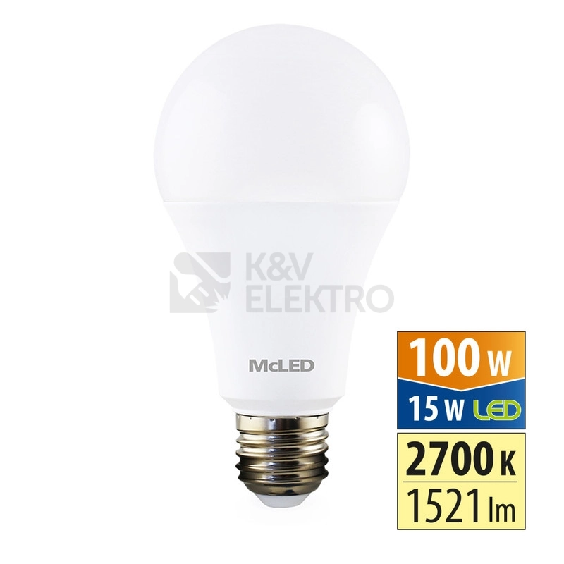 Obrázek produktu LED žárovka E27 McLED 15W (100W) teplá bílá (2700K) ML-321.100.87.0 0