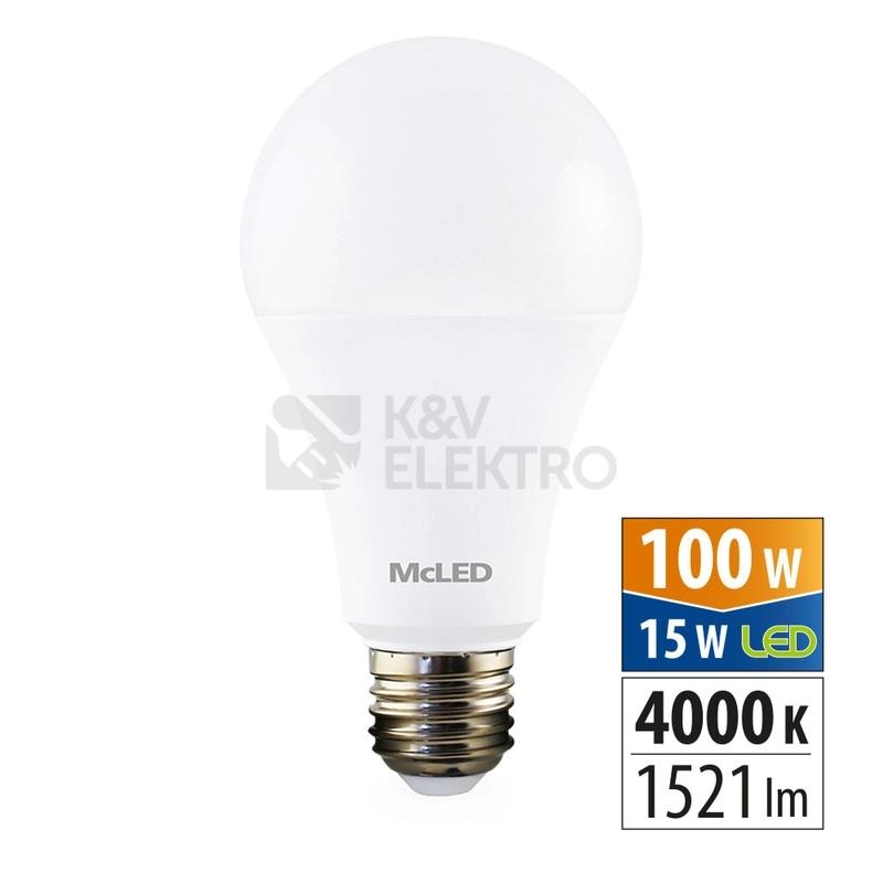Obrázek produktu LED žárovka E27 McLED 15W (100W) neutrální bílá (4000K) ML-321.101.87.0 2