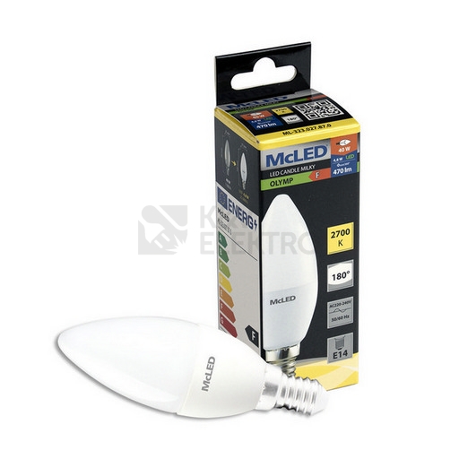 Obrázek produktu LED žárovka E14 McLED 4,8W (40W) teplá bílá (2700K) svíčka ML-323.027.87.0 2