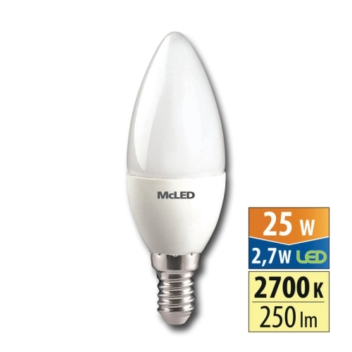 LED žárovka E14 McLED 2,7W (25W) teplá bílá (2700K) svíčka ML-323.029.87.0