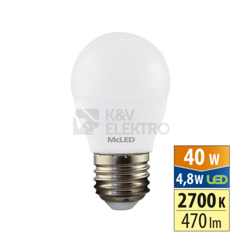  LED žárovka E27 McLED 4,8W (40W) teplá bílá (2700K) ML-324.033.87.0