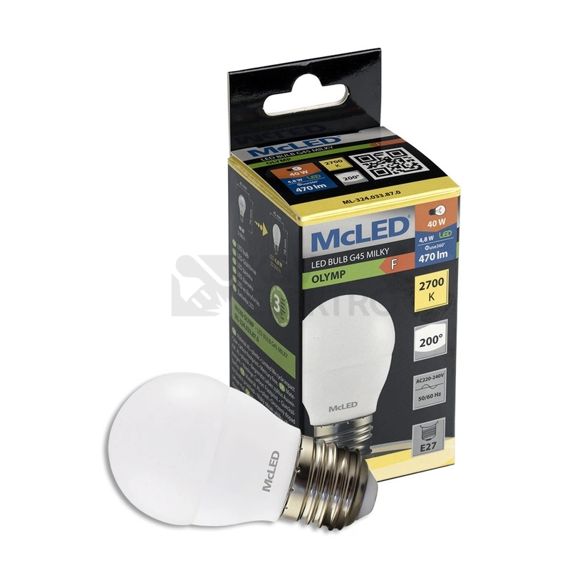 Obrázek produktu LED žárovka E27 McLED 4,8W (40W) teplá bílá (2700K) ML-324.033.87.0 2