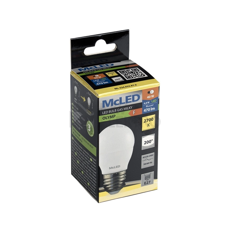 Obrázek produktu LED žárovka E27 McLED 4,8W (40W) teplá bílá (2700K) ML-324.033.87.0 3