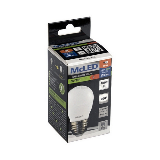 Obrázek produktu LED žárovka E27 McLED G45 4,8W (40W) neutrální bílá (4000K) ML-324.034.87.0 3