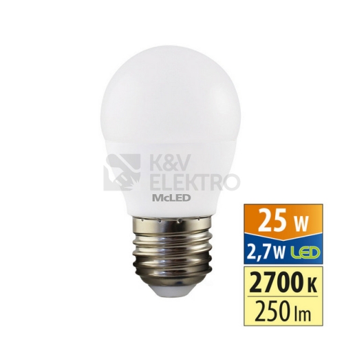 LED žárovka E27 McLED G45 2,7W (25W) teplá bílá (2700K) ML-324.035.87.0