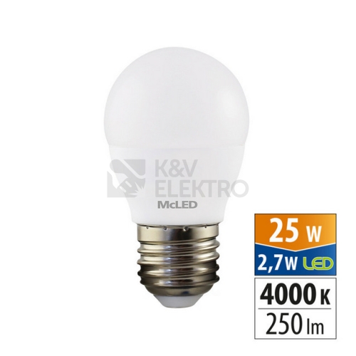 LED žárovka E27 McLED G45 2,7W (25W) neutrální bílá (4000K) ML-324.036.87.0