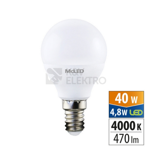 LED žárovka E14 McLED 4,8W (40W) neutrální bílá (4000K) ML-324.038.87.0