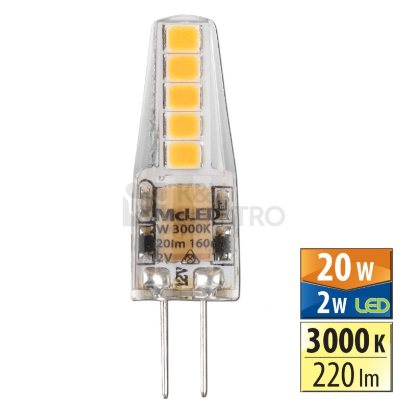 Obrázek produktu LED žárovka G4 McLED 2W (20W) teplá bílá (3000K) 12V ML-325.004.92.0 0