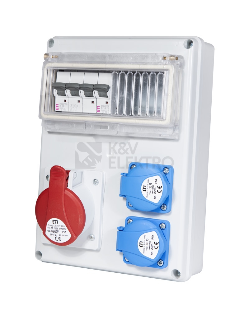 Obrázek produktu Zásuvková skříň ETI EDS8 2/1 16 B IP54 2x230V 1x400V/16A/5p 001105410 (EDS8 2-2/1-5 16) 0