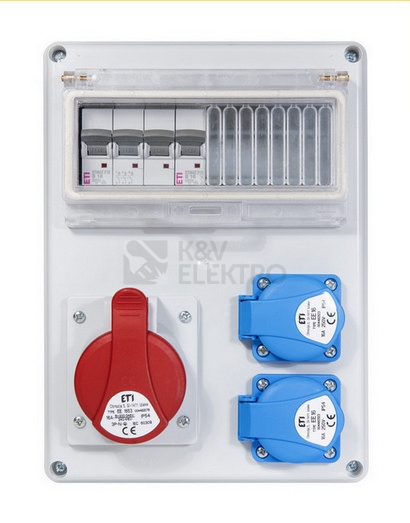 Obrázek produktu Zásuvková skříň ETI EDS8 2/1 16 B IP54 2x230V 1x400V/16A/5p 001105410 (EDS8 2-2/1-5 16) 1