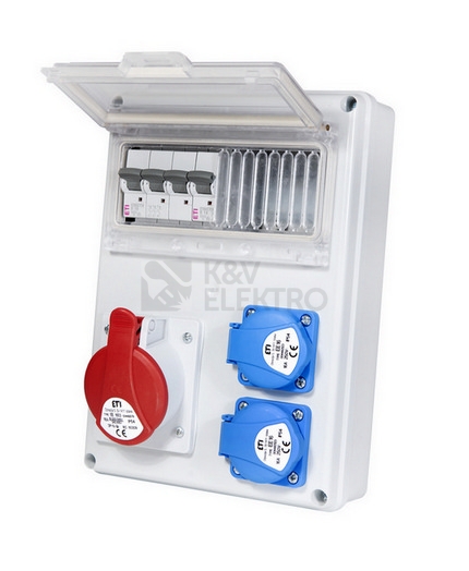 Obrázek produktu Zásuvková skříň ETI EDS8 2/1 16 B IP54 2x230V 1x400V/16A/5p 001105410 (EDS8 2-2/1-5 16) 2