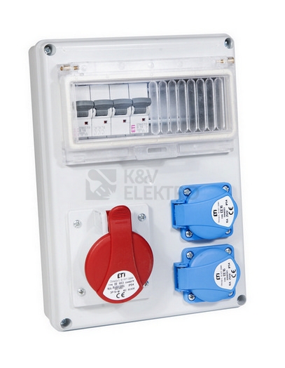 Obrázek produktu Zásuvková skříň ETI EDS8 2/1 16 B IP54 2x230V 1x400V/16A/5p 001105410 (EDS8 2-2/1-5 16) 3