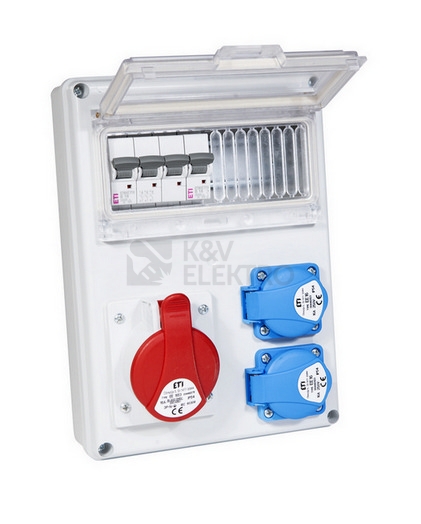 Obrázek produktu Zásuvková skříň ETI EDS8 2/1 16 B IP54 2x230V 1x400V/16A/5p 001105410 (EDS8 2-2/1-5 16) 4