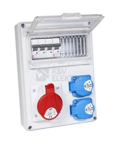 Obrázek produktu Zásuvková skříň ETI EDS8 2/1 16 B IP54 2x230V 1x400V/16A/5p 001105410 (EDS8 2-2/1-5 16) 4