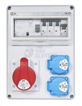 Obrázek produktu Zásuvková skříň ETI EDS8 RCD 2/1 16 B IP54 2x230V 1x400V/16A/5p 001105411 (EDS8 RCD 2-2/1-5 16) 1
