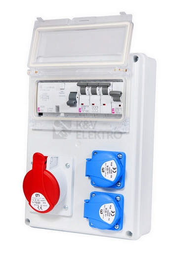 Obrázek produktu Zásuvková skříň ETI EDS8 RCD 2/1 16 B IP54 2x230V 1x400V/16A/5p 001105411 (EDS8 RCD 2-2/1-5 16) 2