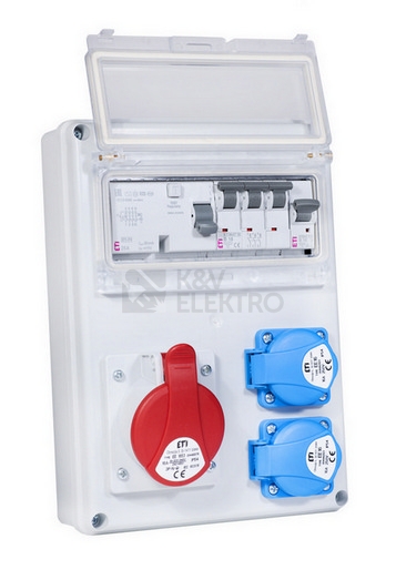 Obrázek produktu Zásuvková skříň ETI EDS8 RCD 2/1 16 B IP54 2x230V 1x400V/16A/5p 001105411 (EDS8 RCD 2-2/1-5 16) 3