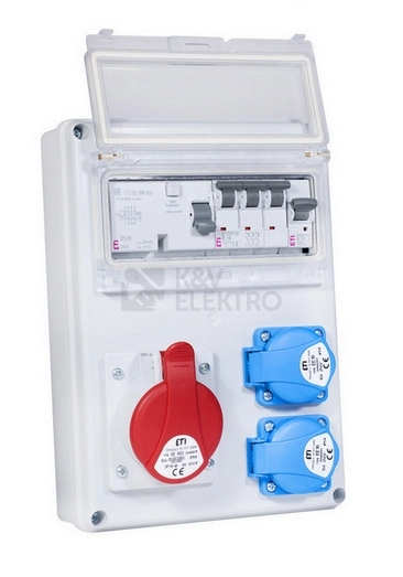 Obrázek produktu Zásuvková skříň ETI EDS8 RCD 2/1 16 B IP54 2x230V 1x400V/16A/5p 001105411 (EDS8 RCD 2-2/1-5 16) 3