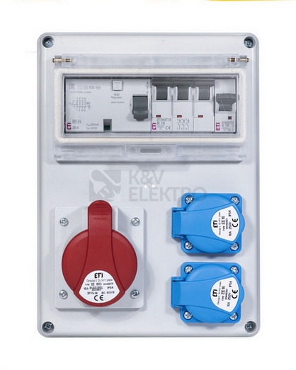 Obrázek produktu Zásuvková skříň ETI EDS8 RCD 2/1 16 B IP54 2x230V 1x400V/16A/5p 001105411 (EDS8 RCD 2-2/1-5 16) 5