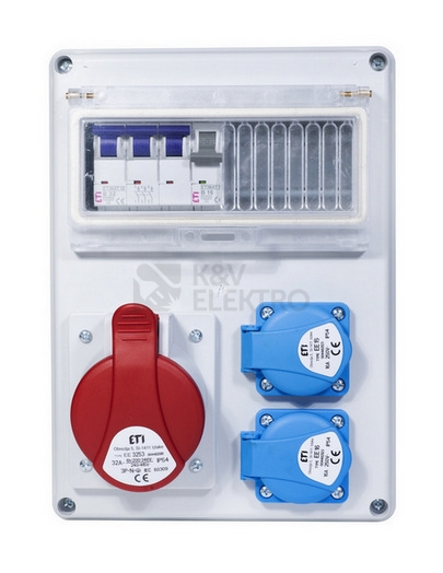 Obrázek produktu Zásuvková skříň ETI EDS8 2/1 32 B IP54 2x230V 1x400V/32A/5p 001105412 (EDS8 2-2/1-5 32) 1