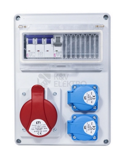 Obrázek produktu Zásuvková skříň ETI EDS8 2/1 32 B IP54 2x230V 1x400V/32A/5p 001105412 (EDS8 2-2/1-5 32) 1