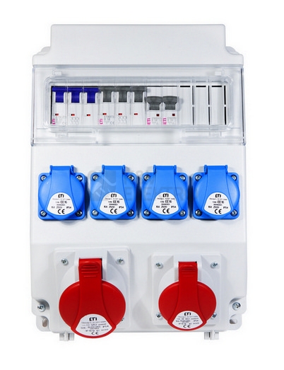 Obrázek produktu Zásuvková skříň ETI EDS11 4/2 16/32 B IP54 4x230V 1x400V/32A/5p 1x400V/16A/5p 001105414 (EDS11 4-2/2-5 16/32) 1