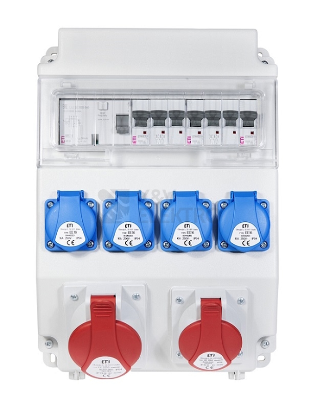 Obrázek produktu Zásuvková skříň ETI EDS11 RCD 4/2 16/32 B IP54 4x230V 1x400V/32A/5p 1x400V/16A/5p 001105415 EDS11 RCD 4-2/2-5 16/32) 0