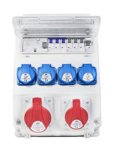 Obrázek produktu Zásuvková skříň ETI EDS11 RCD 4/2 16/32 B IP54 4x230V 1x400V/32A/5p 1x400V/16A/5p 001105415 EDS11 RCD 4-2/2-5 16/32) 4