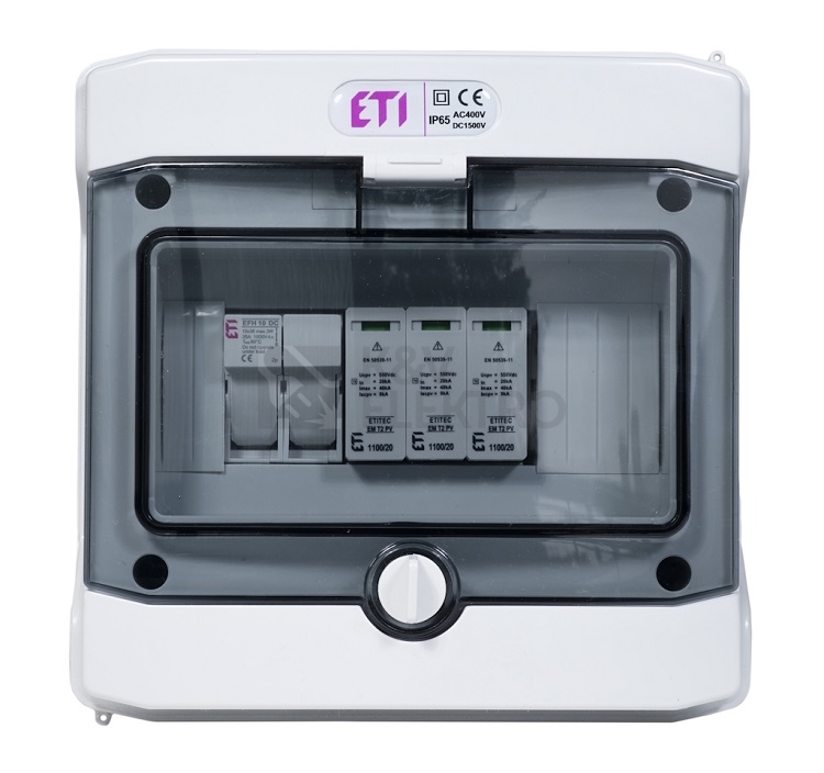 Obrázek produktu Kompletní DC nástěnná rozvodnice pro FVE ETI RFVE1100/8-DC1/1-16-EMT2 1 string IP65 001105401 0