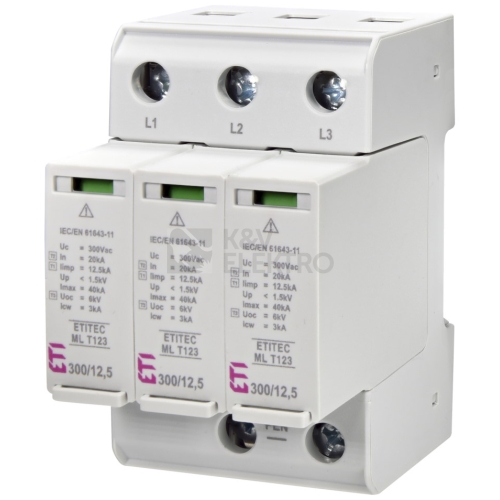 Svodič přepětí ETI ETITEC ML T123 300/12,5 3+0 TNC 002440665