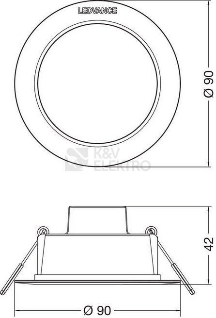 Obrázek produktu LED podhledové svítidlo LEDVANCE Downlight 90mm 4W 3000K teplá bílá IP44 1