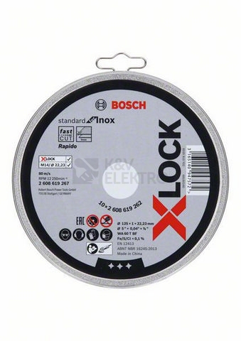 Obrázek produktu Řezný kotouč na nerez 125x1x22,23mm Bosch Standard for Inox X-LOCK 2.608.619.262 5