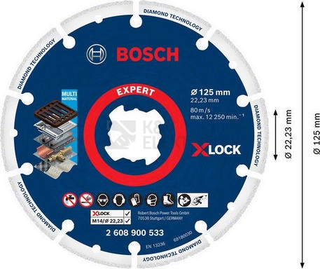 Obrázek produktu Diamantový řezný kotouč 125mm Bosch EXPERT Diamond Metal Wheel X-LOCK 2.608.900.533 24