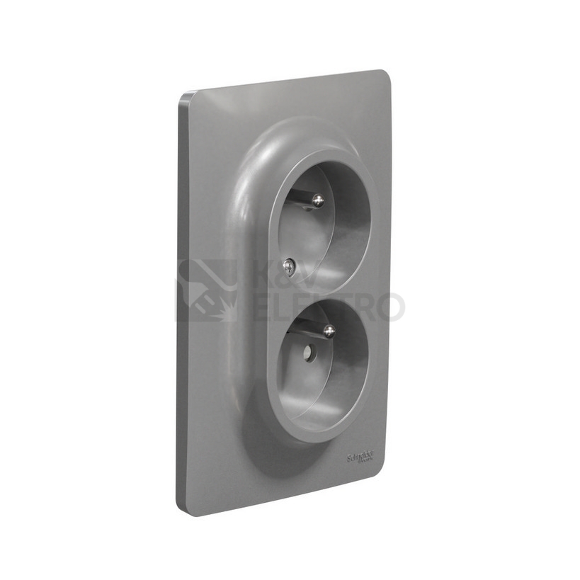 Obrázek produktu Schneider Electric Nová Unica dvojzásuvka aluminium NU206530 1