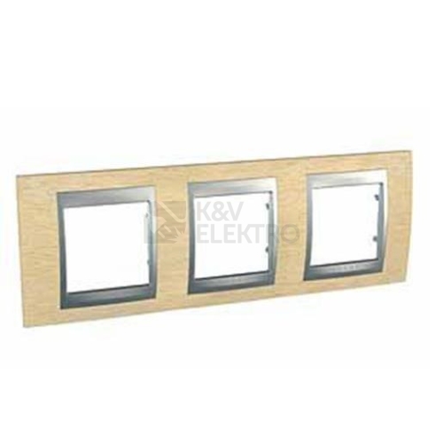  Schneider Electric Unica Top trojrámeček MGU66.006.0M1 natural beech/aluminium