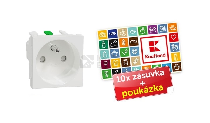 Obrázek produktu Schneider Electric Nová Unica zásuvka bílá balení 10ks + poukázka 100 Kč NU305918X10 0