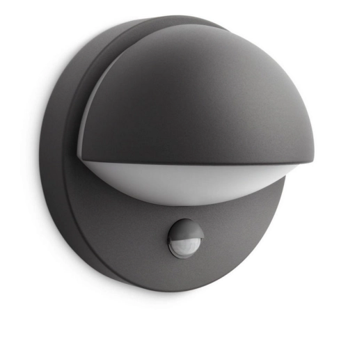 Venkovní nástěnné svítidlo Philips June E27 12W IP44 s pohybovým čidlem antracit