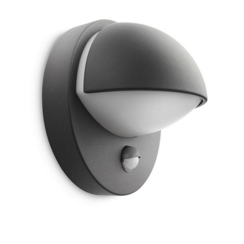 Venkovní nástěnné svítidlo Philips June E27 12W IP44 s pohybovým čidlem antracit