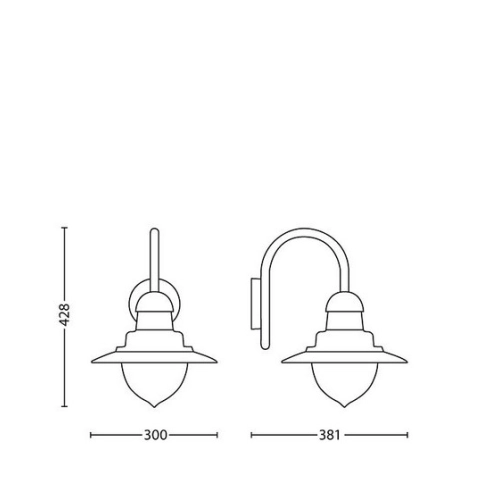 Venkovní nástěnné svítidlo Philips Raindrop E27 60W IP44 rez (obrázek 3)