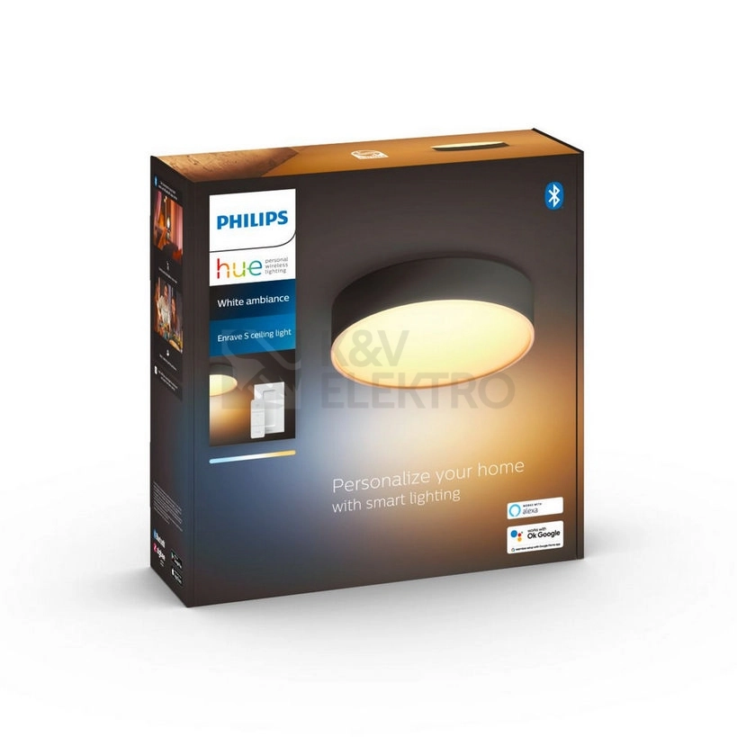 Obrázek produktu Bluetooth LED stropní svítidlo Philips Hue Enrave S 41158/30/P6 černá 9,6W 2200-6500K s dálkovým ovladačem 3
