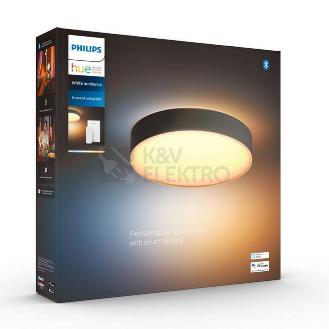 Obrázek produktu  Bluetooth LED stropní svítidlo Philips Hue Enrave M 41159/30/P6 černá 19,2W 2200-6500K s dálkovým ovladačem 3