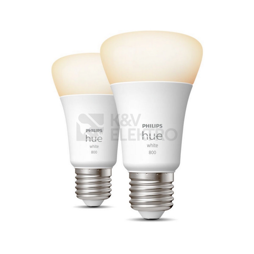 Obrázek produktu LED žárovka E27 Philips Hue 2ks 9W (60W) teplá bílá (2700K) stmívatelná 0