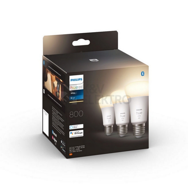 Obrázek produktu LED žárovka E27 Philips Hue 3ks 9W (60W) teplá bílá (2700K) stmívatelná 3