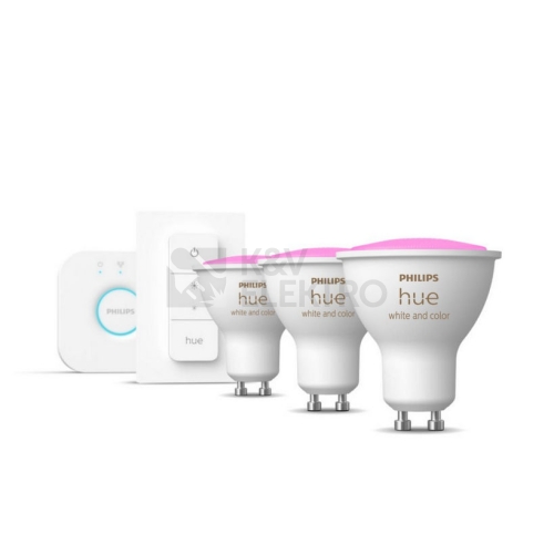 Propojovací zařízení Philips Hue BRIDGE a 3 ks LED žárovek GU10 4,3W (50W) White and Color Ambiance (2000-6500K/RGB) stmívatelné
