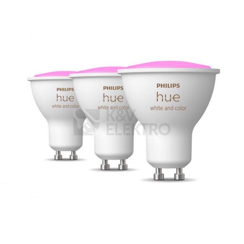 Obrázek produktu LED žárovka GU10 Philips Hue 3ks 4,3W (50W) White and Color Ambiance (2000-6500K/RGB) stmívatelná 0